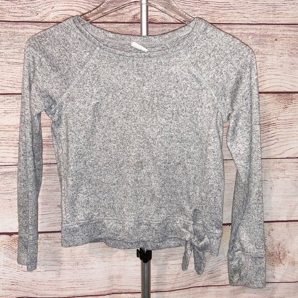 Yogalicious Girls Grey Long Sleeve  Side Knot T-Shirt Size M - Picture 1 of 4